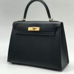 HERMES сумка Kelly кожа Эпсом 28 см черная фурнитура золото