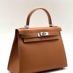 HERMES сумка Kelly кожа Эпсом 28 см кэмел фурнитура серебро