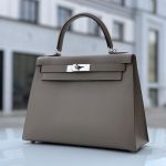 HERMES сумка Kelly кожа Эпсом 28 см серая фурнитура серебро