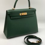 HERMES сумка Kelly кожа Эпсом 28 см зеленая фурнитура золото