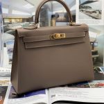 HERMES сумка Kelly кожа Эпсом 32 см бежевая фурнитура золото