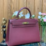 HERMES сумка Kelly кожа Эпсом 32 см бордовая фурнитура золото