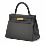 HERMES сумка Kelly кожа Того 28 см серая фурнитура золото