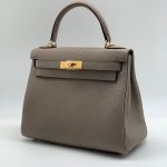 HERMES сумка Kelly кожа Того 28 см серая фурнитура золото