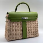 HERMES сумка Kelly Picnik 35 см зеленая фурнитура серебро