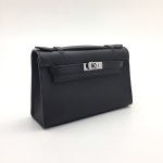 HERMES сумка Kelly Pochette кожа Эпсом 22 см черная фурнитура серебро