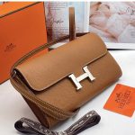 HERMES сумка-клатч коричневого цвета кожа эпсом