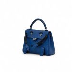 HERMES сумка MINI KELLY DOLLY 16 см синяя кожа крокодила  серебро