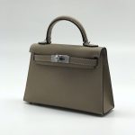 HERMES сумка Mini Kelly кожа Эпсом 19 см бежевая фурнитура серебро