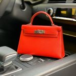 HERMES сумка Mini Kelly кожа Эпсом 19 см красная фурнитура серебро