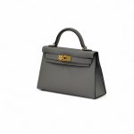 HERMES сумка Mini Kelly кожа Эпсом 19 см серая золото