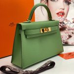 HERMES сумка Mini Kelly кожа Эпсом 19 см светло-зеленая фурнитура золото