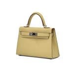 HERMES сумка Mini Kelly кожа Эпсом 19 см желтая серебро