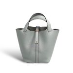 HERMES сумка Picotin карго 18 см кожа Того серо-голубая