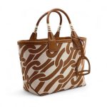 HERMES сумка шоппер текстиль кэмел ручки кожа