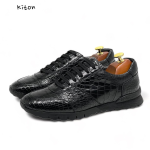 KITON кроссовки крокодил черные на черной подошве