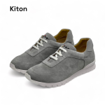 KITON кроссовки серые на белой подошве три ряда парных отверстий