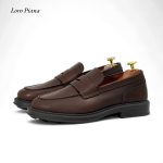 LORO лоферы из твердой коричневой кожи с перемычкой на черной высокой подошве с шипами