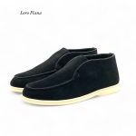 LORO лоферы высокие черные замша на меху