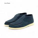 LORO лоферы высокие нубук синие на меху