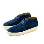 LORO PIANA ботинки со шнуровкой из синей замши с белой высокой подошвой