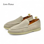 LORO PIANA лоферы низкие замша бежевые