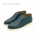 LORO PIANA лоферы высокие кожа зеленые на белой подошве