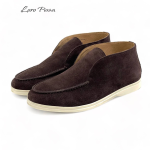 LORO PIANA лоферы высокие замша коричневые