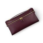 LP клатч гладкая бордовая кожа золото