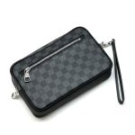 LV борсетка карман спереди с ремешком серая шашка