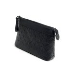 LV борсетка клатч Pochette Voyage Souple из черной кожи с тиснением в монограмму