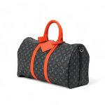 LV дорожная сумка 45 см серая монограмма оранжевая кожа с кожаным плечевым ремнем