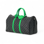 LV дорожная сумка 50 см серая монограмма салатавая кожа с кожанным плечевым ремнем