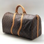 LV дорожная сумка KEEPALL BANDOULIERE 50 коричневая монограмма лямки волной