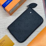 LV ключница на молнии кожа с перфорацией черная