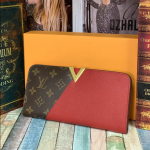 LV кошелек Kimono кожа Того красный + коричневая монограмма