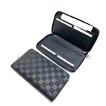 LV кошелек кожа шашка большой черный