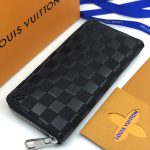 LV кошелек кожа шашка вертикальный черный