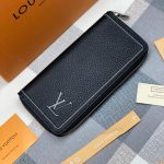 LV кошелек кожа того вертикальный серая строчка черный