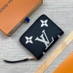 LV кошелек маленький черный с белой монограммой из кожи taiga