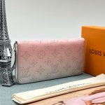 LV кошелек Zippy из розовой кожи теленка с перфорацией монограммы с эфектом гардиента