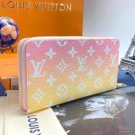 LV кошелек Zippy канва розовая с эффектом градиента белая монограмма