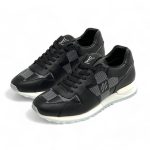 LV кроссовки черная шашка кожаные белая подошва