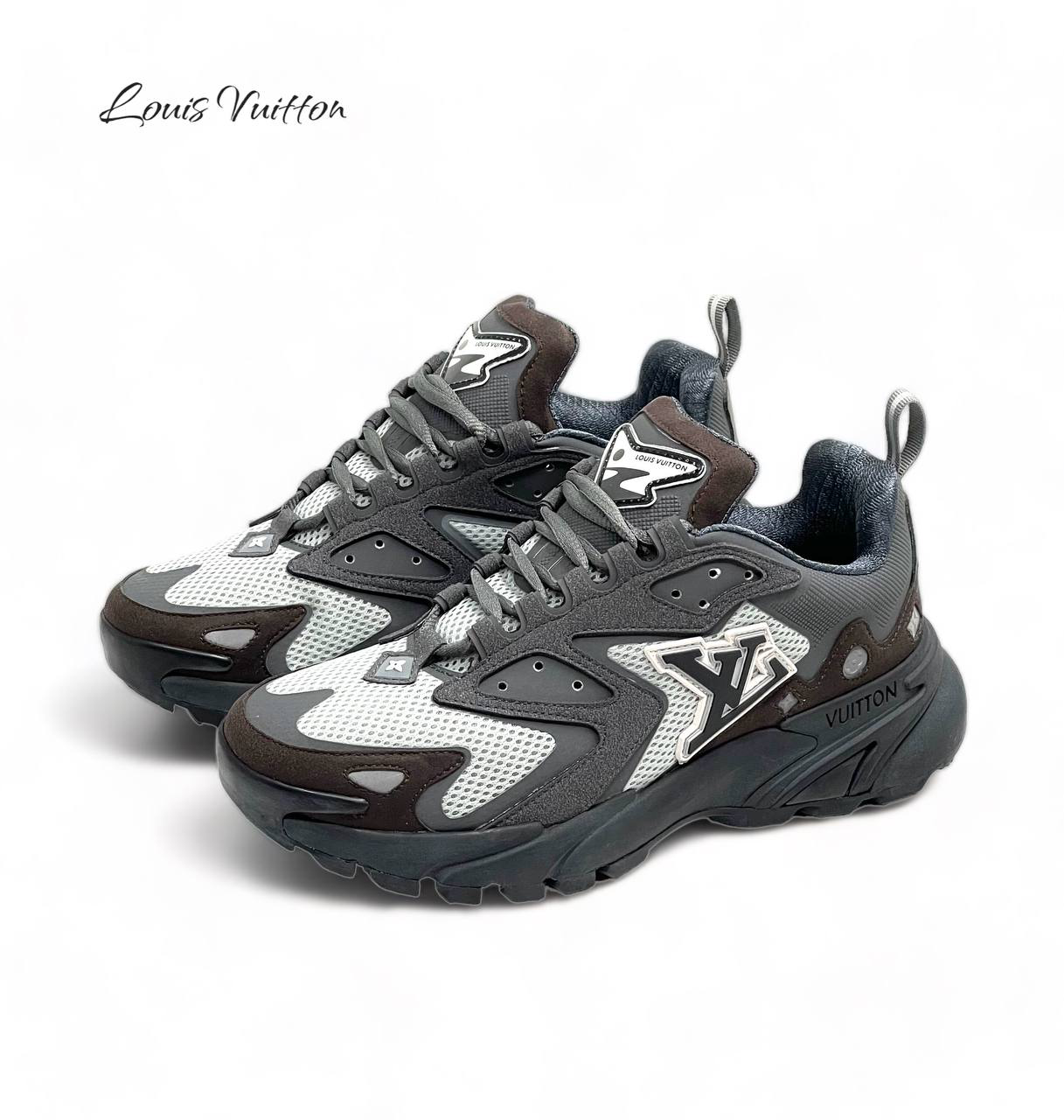 lv-krossovki-temno-serye-po-bokam-cherny-logo-lv.png LV кроссовки темно-серые по бокам черны лого ЛВ — изображение 1