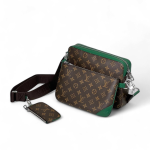 LV мессенджер 3 в 1 коричневая монограмма с зеленой кожаной вставкой
