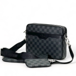 LV мессенджер 3 в 1 серая шашка с кожаной вставкой