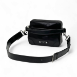 LV мессенджер черный гладкая кожа на двух отделениях с логотипом