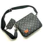 LV мессенджер трио серая монограмм кожаный логотип