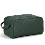 LV несессер 2 молнии с ручкой зеленая кожа того с тиснением монограммы