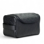 LV несессер круговая молния ручка сбоку черная кожа с тиснением монограммы